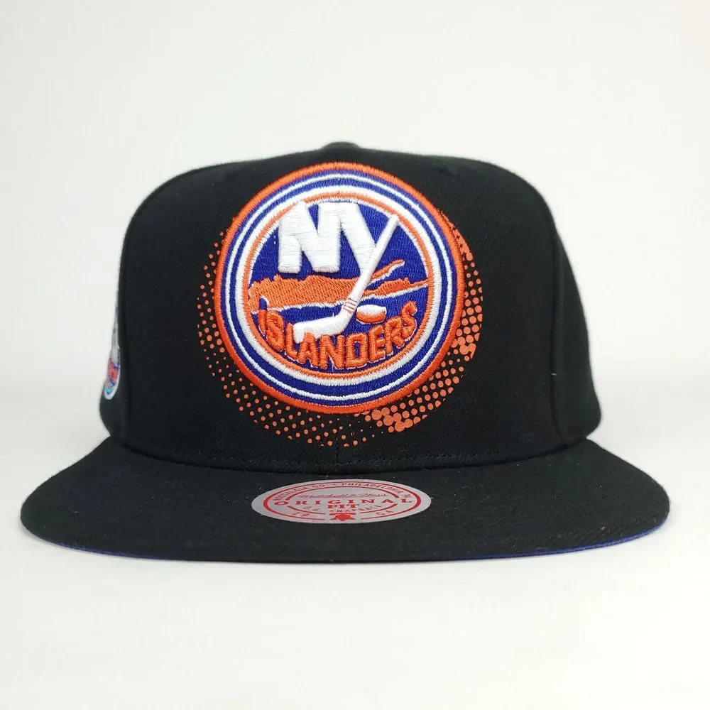 NY Islanders Mitchell & Ness NHL Snapback Hat Cap 3D Logo Gradient Art Black NWT